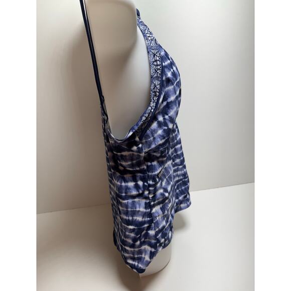 Ellen Tracy Two Piece Bathing Suit Blue Tye Dye Beach Summer - Picture 3 of 7